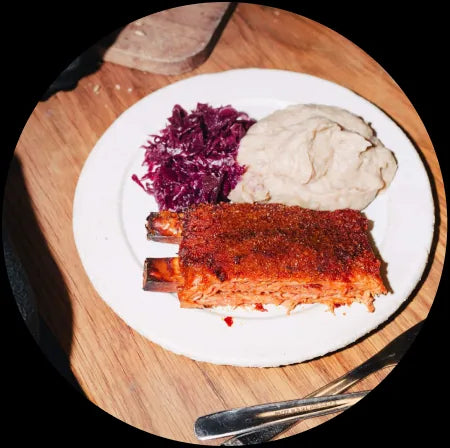 Tamarind-Raspberry GlazeHarissa-crusted Ribs